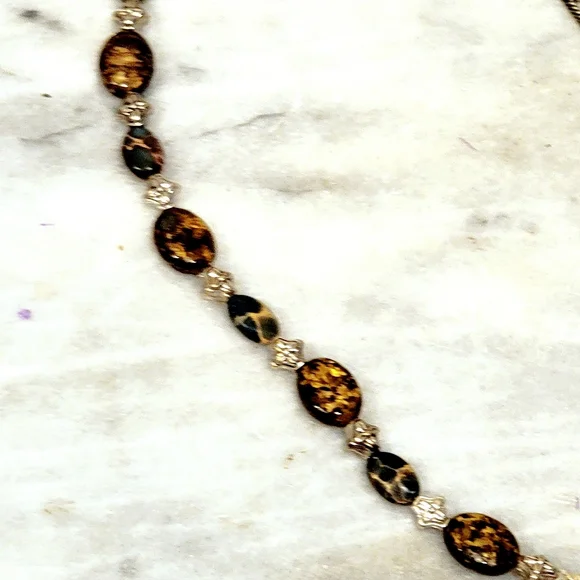 Bronzite Green Onyx Sterling Pendant Necklace 21" - Picture 4 of 7